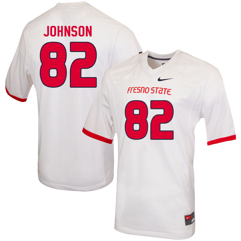 Men #82 Joshua Johnson Fresno State Bulldogs College Football Jerseys Sale-White - Click Image to Close